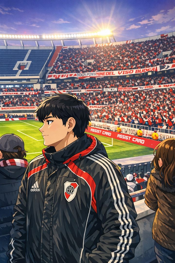 Ilustración de TsaPulga en la cancha de River Plate